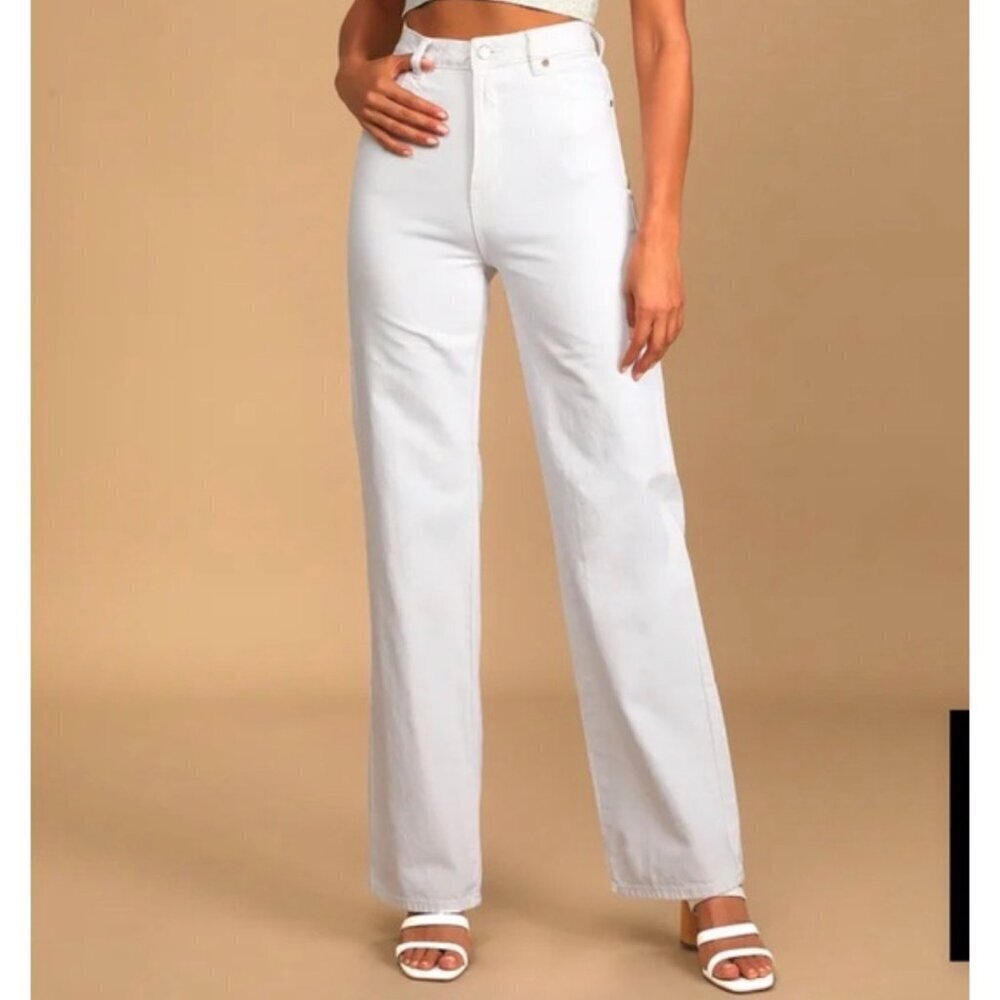 Rolla’s White High Rise Loose Straight Jeans Women’s Size 28 M82